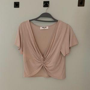 Pretty Twist Front Blush Crop Top